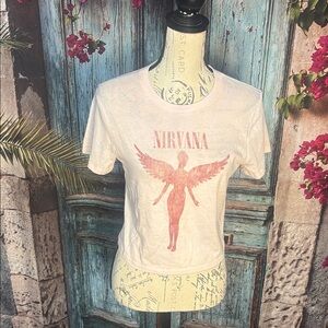 Nirvana pink baby cropped tshirt , size small, excellent condition